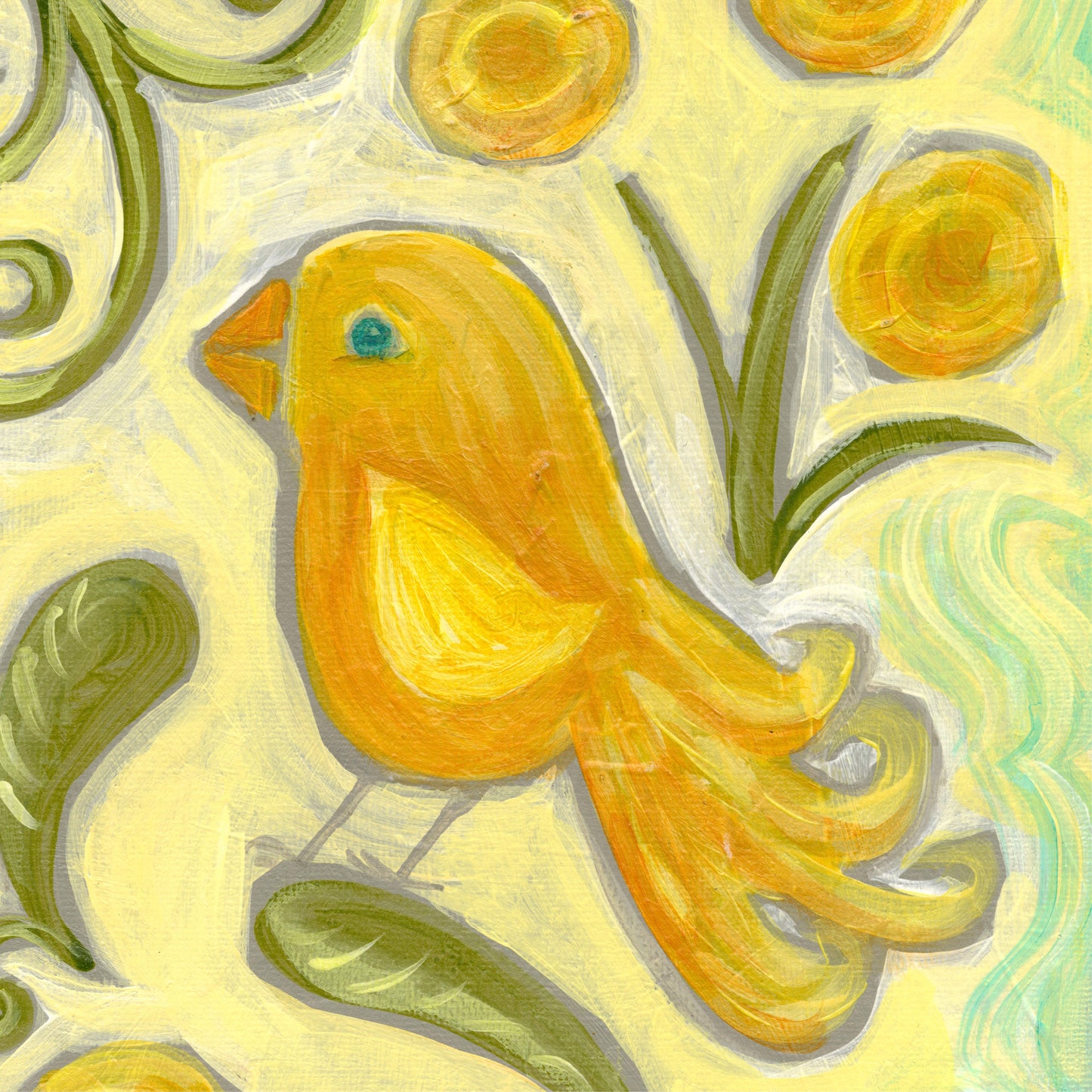 PAINTING- Yellow Bird Acrylic Painting, 9" x 12", acrylic on canvas board, by Adriana Bergstrom