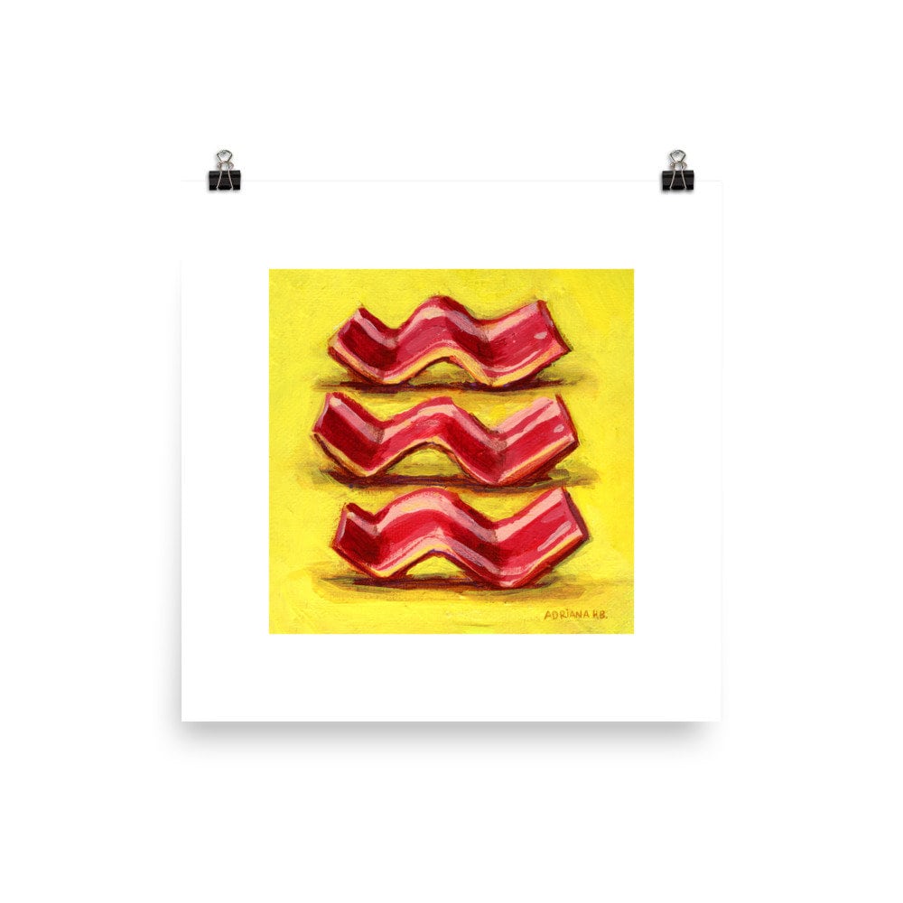 PRINT - Bacon Trio, giclee of food art by Adriana Bergstrom (Adriprints)