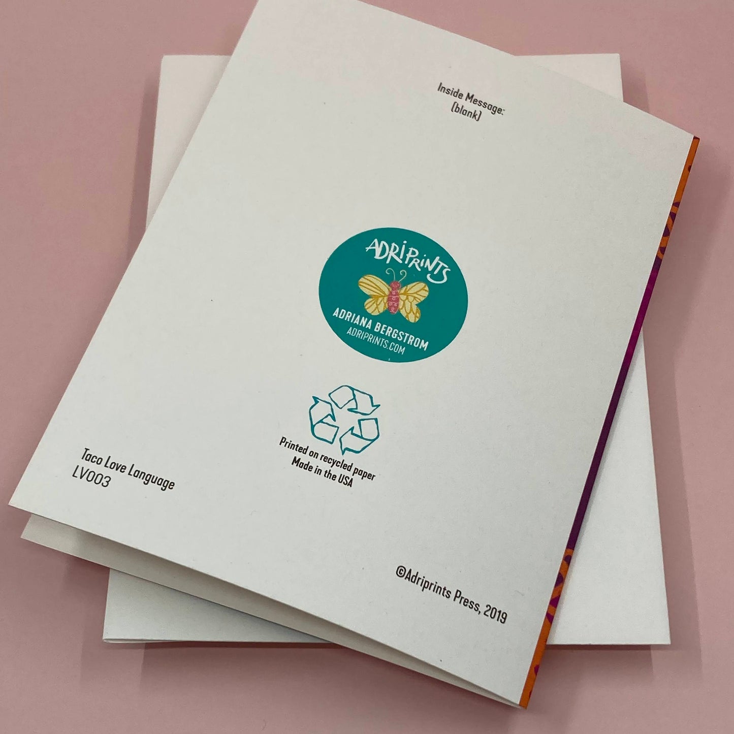 LOVE - Tacos Love Language - Eco-Friendly Notecards for Anniversary, Valentine's Day by Adriana Bergstrom (Adriprints)