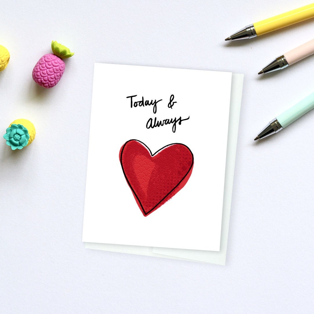 LOVE - Today & Always - Greeting Card for Anniversary, Valentine's Day, Eco-Friendly Notecards by Adriana Bergstrom (Adriprints)