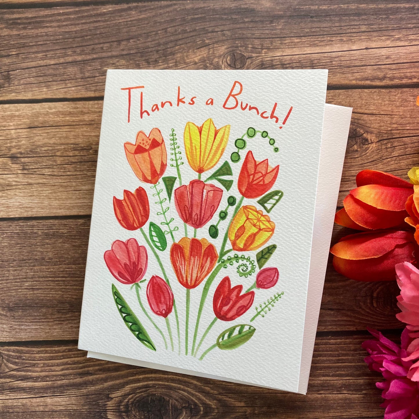 THANKS - Thanks a Bunch - Appreciation, thanks, teacher, coworker, bouquet, friend, art by Adriana Bergstrom (Adriprints)