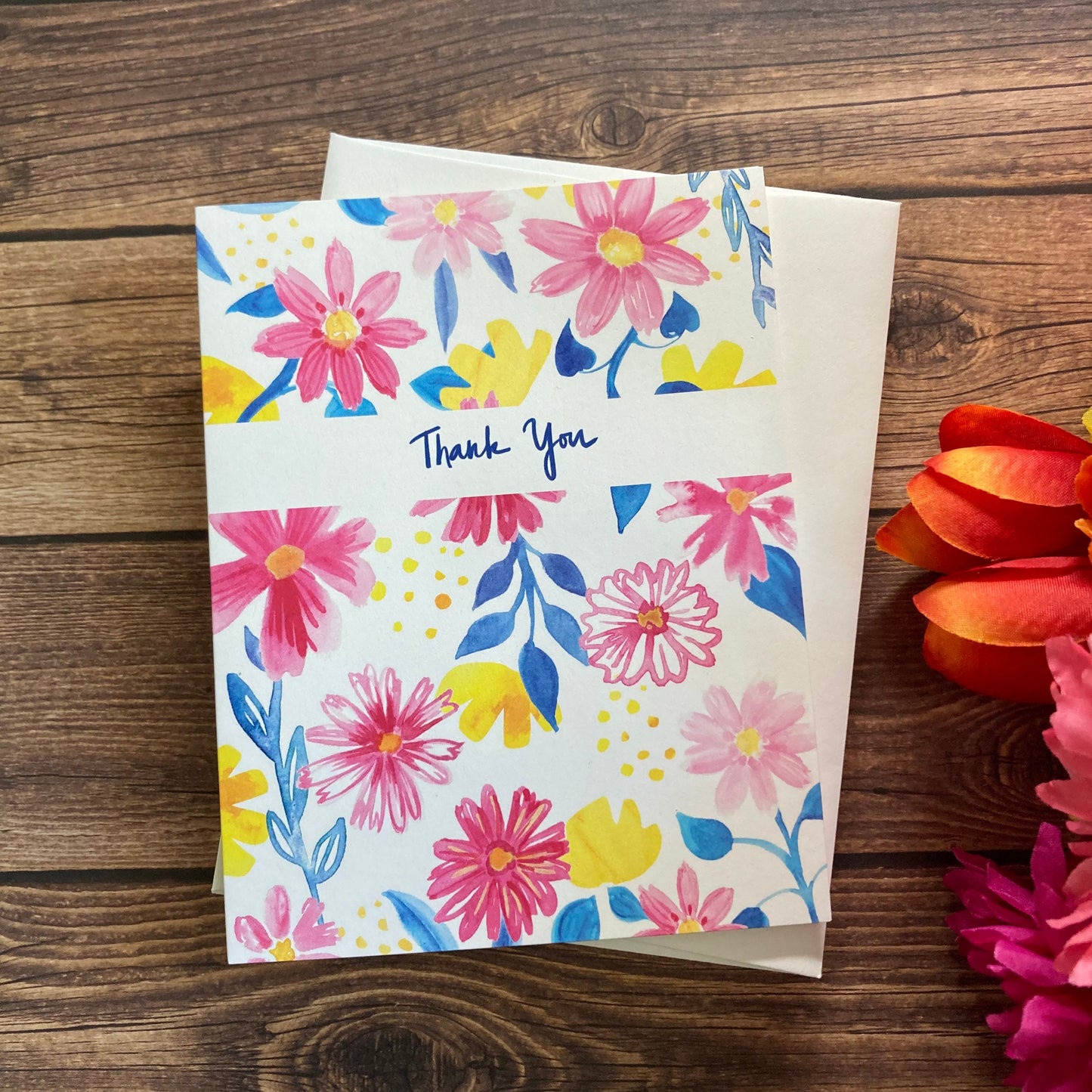 THANKS - Yellow Florals - bouquet, flowers, anytime appreciation, Eco-Friendly Notecards by Adriana Bergstrom (Adriprints)