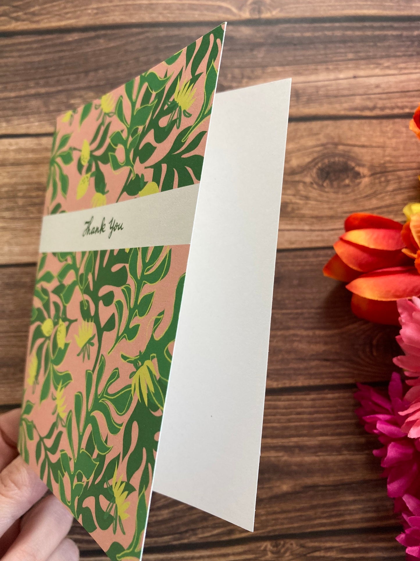 THANKS - Tropical Florals Thank You card - bouquet, flowers, anytime appreciation, Eco-Friendly Notecards by Adriana Bergstrom (Adriprints)