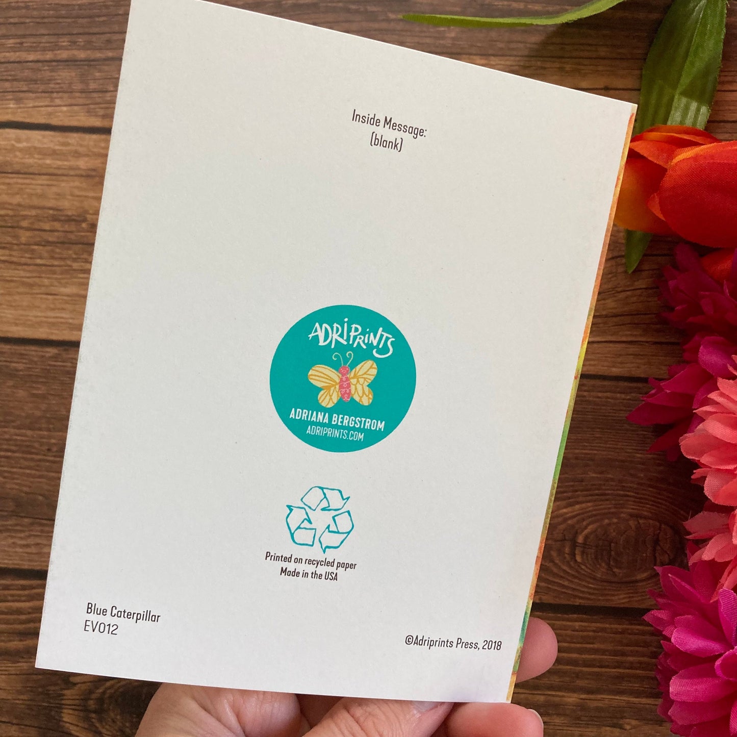 EVERYDAY - Blue Caterpillar - Notecard featuring Art by Adriana Bergstrom