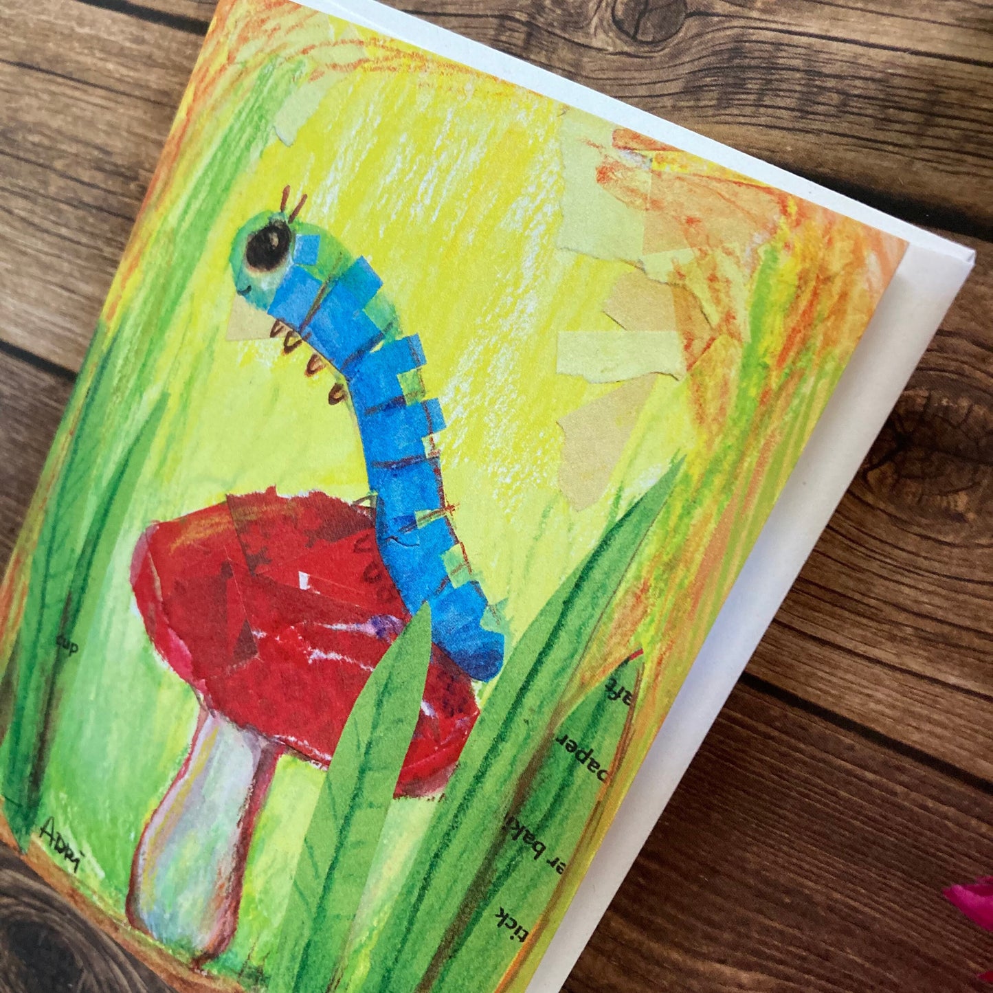 EVERYDAY - Blue Caterpillar - Notecard featuring Art by Adriana Bergstrom