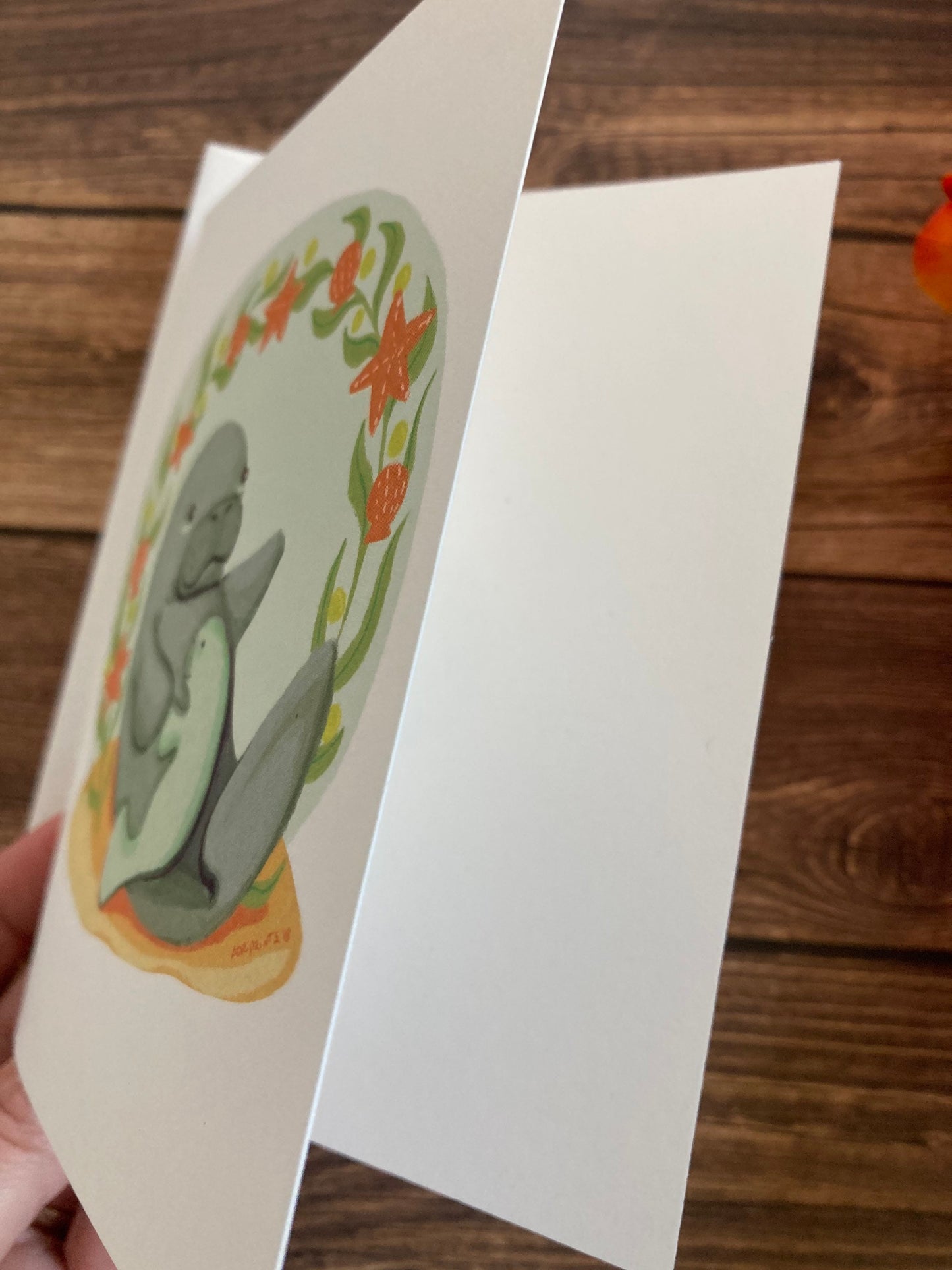 LOVE - Manatee Mama - Greeting Card for new parents, Mother's Day, Father's Day, new families, eco-friendly notecards by Adriana Bergstrom