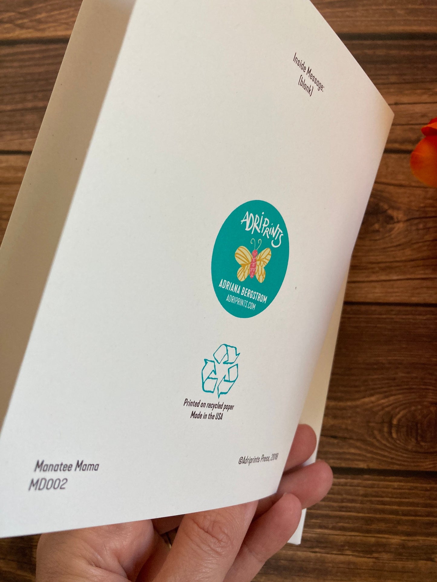 LOVE - Manatee Mama - Greeting Card for new parents, Mother's Day, Father's Day, new families, eco-friendly notecards by Adriana Bergstrom