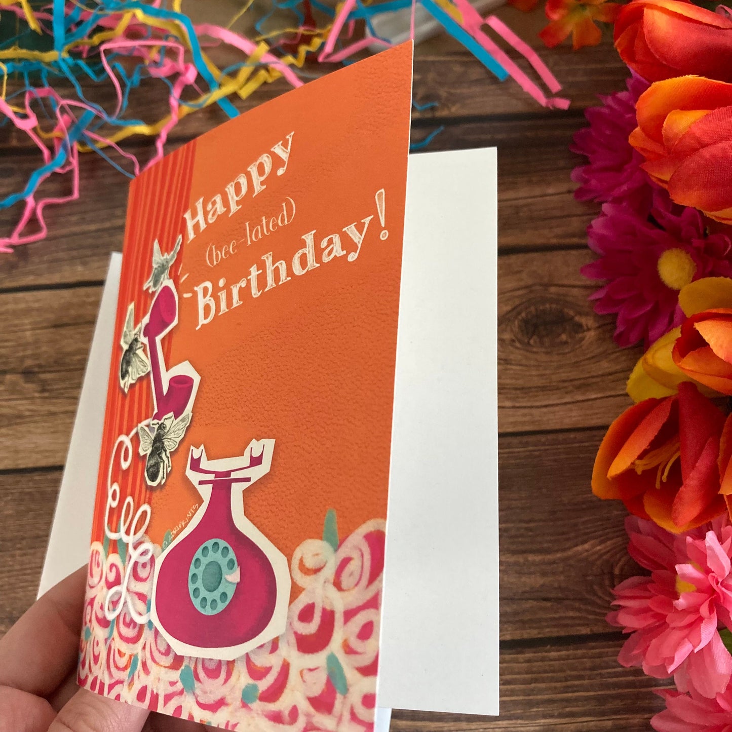 BIRTHDAY - Beelated belated Birthday Card - featuring collage by Adriana Bergstrom