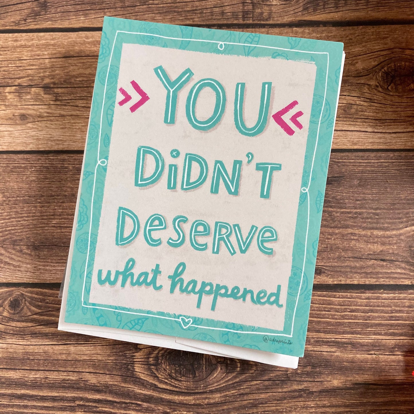 SYMPATHY - You Did Not Deserve - condolence, apology, sympathy, loss, illness, pain, Eco-Friendly Notecards by Adriana Bergstrom