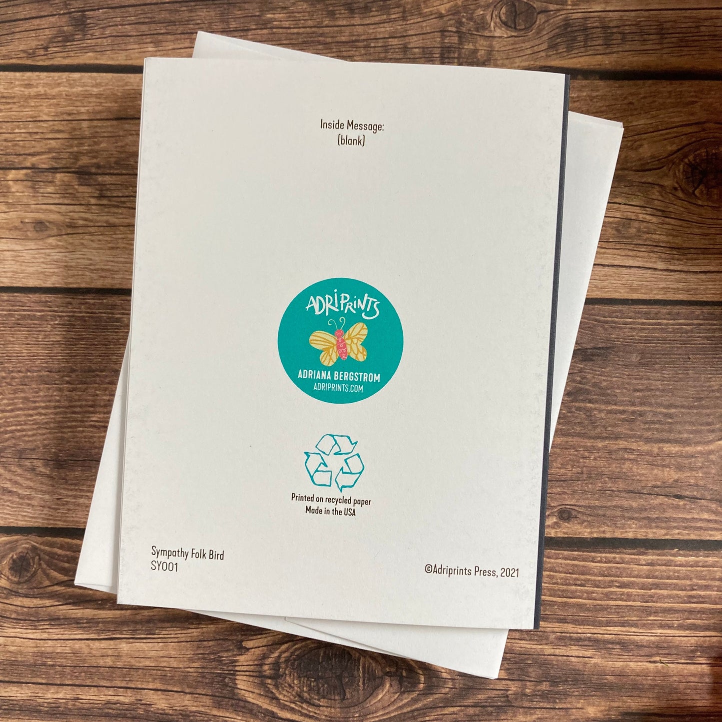 SYMPATHY - With Deepest Sympathy Dove - grief, loss, mourning card, Eco-Friendly Notecards by Adriana Bergstrom (Adriprints)