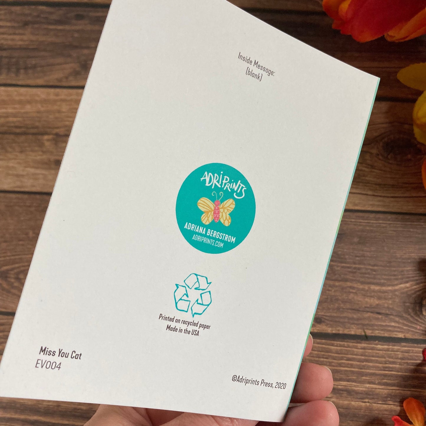 EVERYDAY - Miss You Cat Notecard featuring wistful grey cat art by Adriana Bergstrom