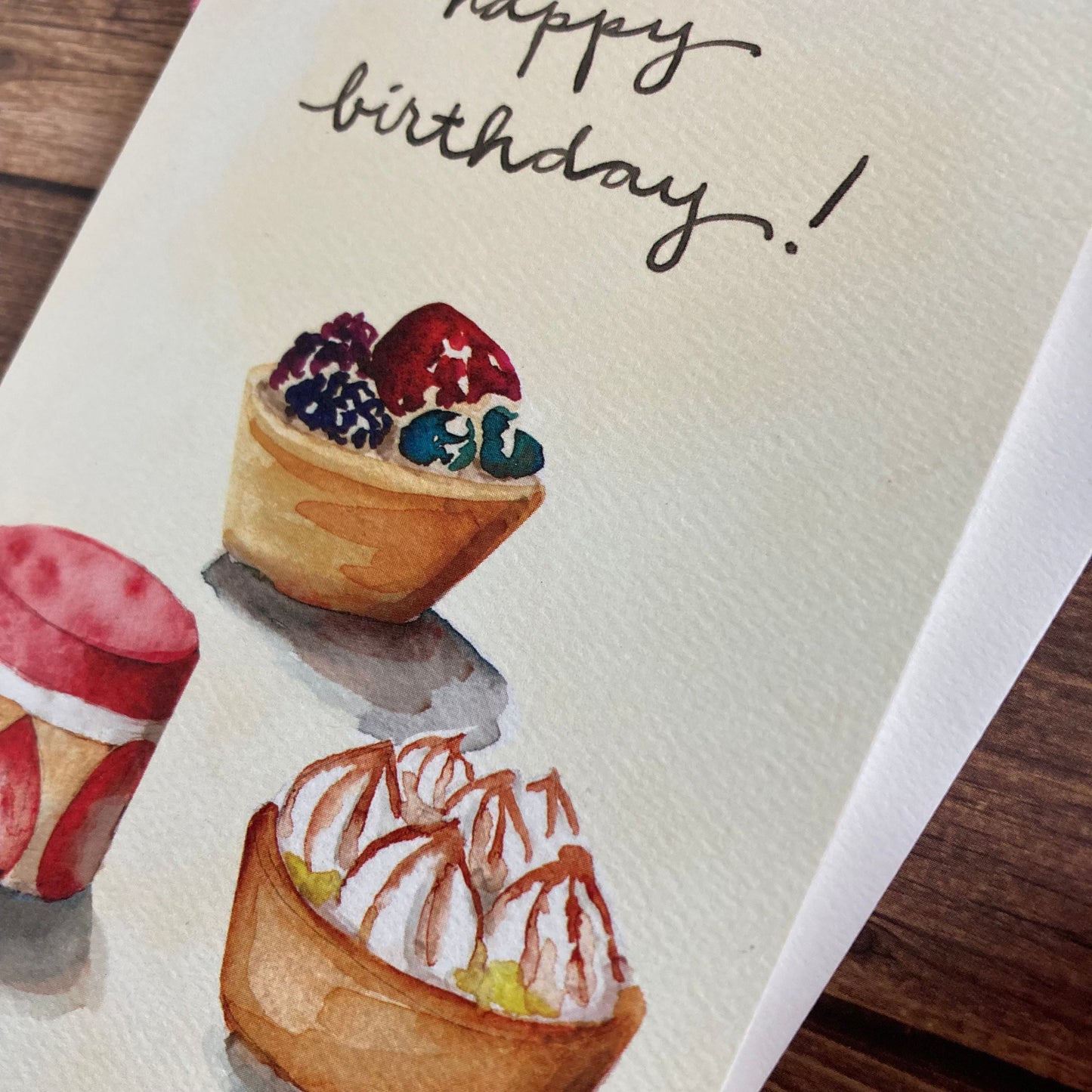 BIRTHDAY - Fruit Tarts Petit Fours Birthday card - watercolor art by Adriana Bergstrom