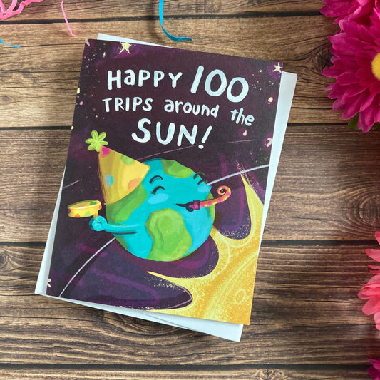 BIRTHDAY - 100th birthday card - featuring art by Adriana Bergstrom