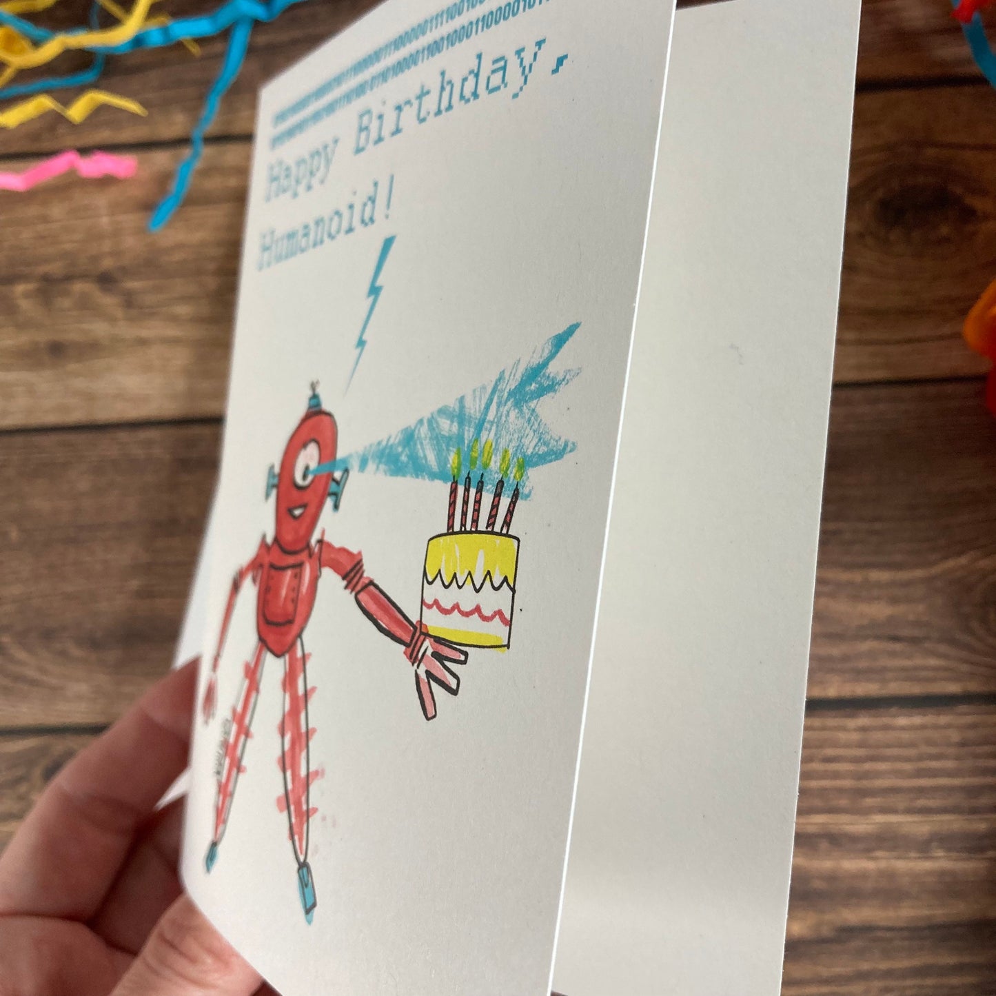 BIRTHDAY - Robot Birthday Binary - card featuring art by Adriana Bergstrom, Adriprints