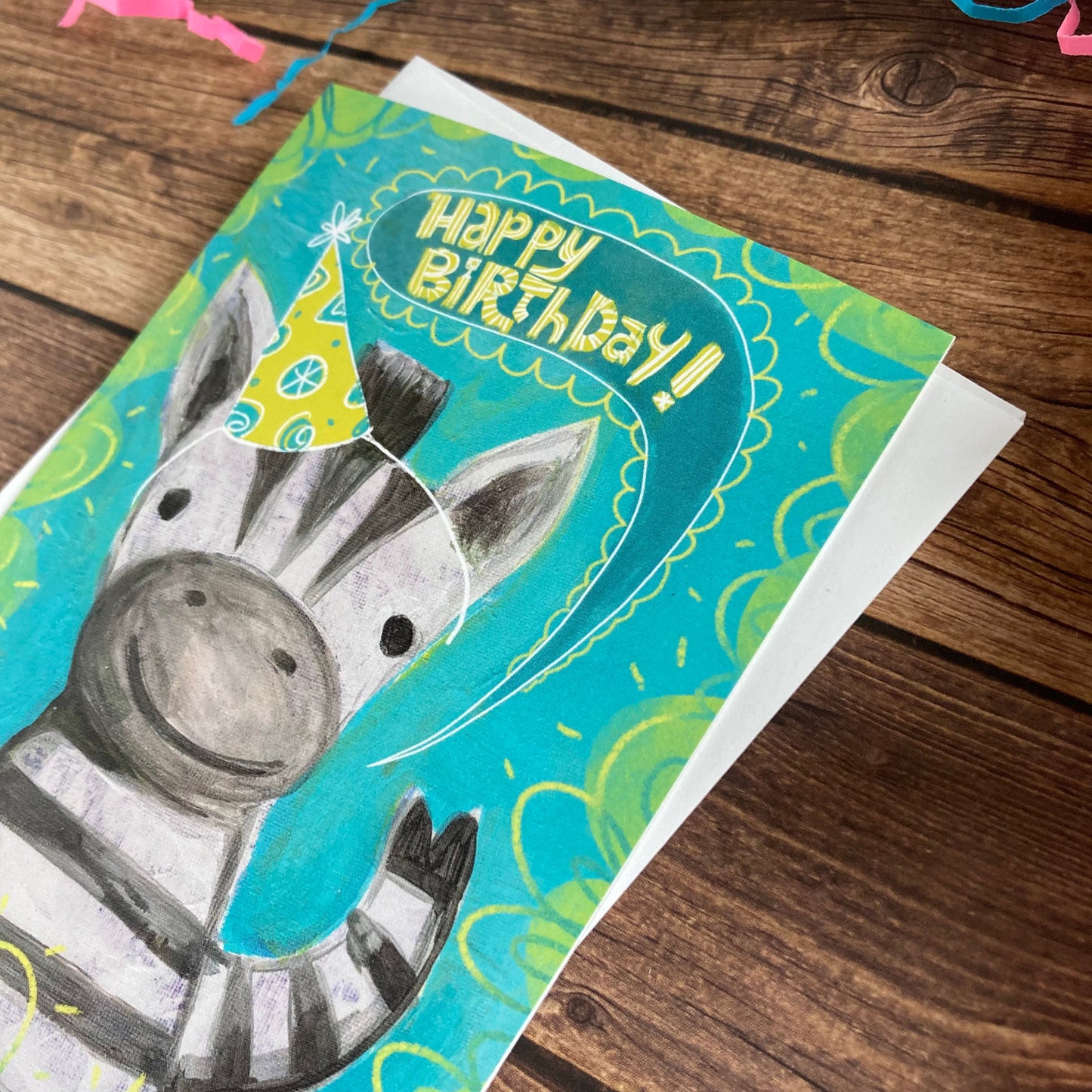 BIRTHDAY - Zebra Wildlife Birthday Card featuring art by Adriana Bergstrom