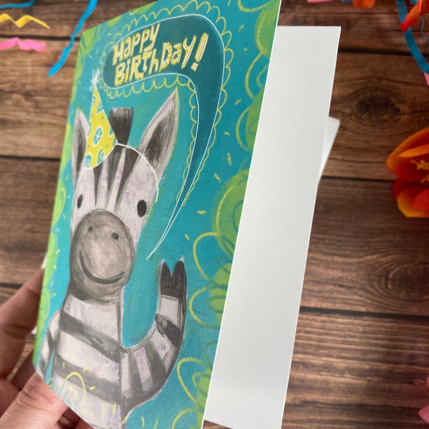 BIRTHDAY - Zebra Wildlife Birthday Card featuring art by Adriana Bergstrom