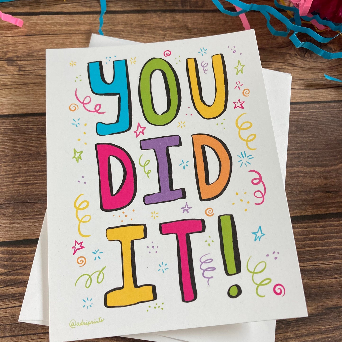EVERYDAY - You Did It! Notecard - Happy Graduation, Congratulations, Accomplishment Notecard featuring Lettering by Adriana Bergstrom
