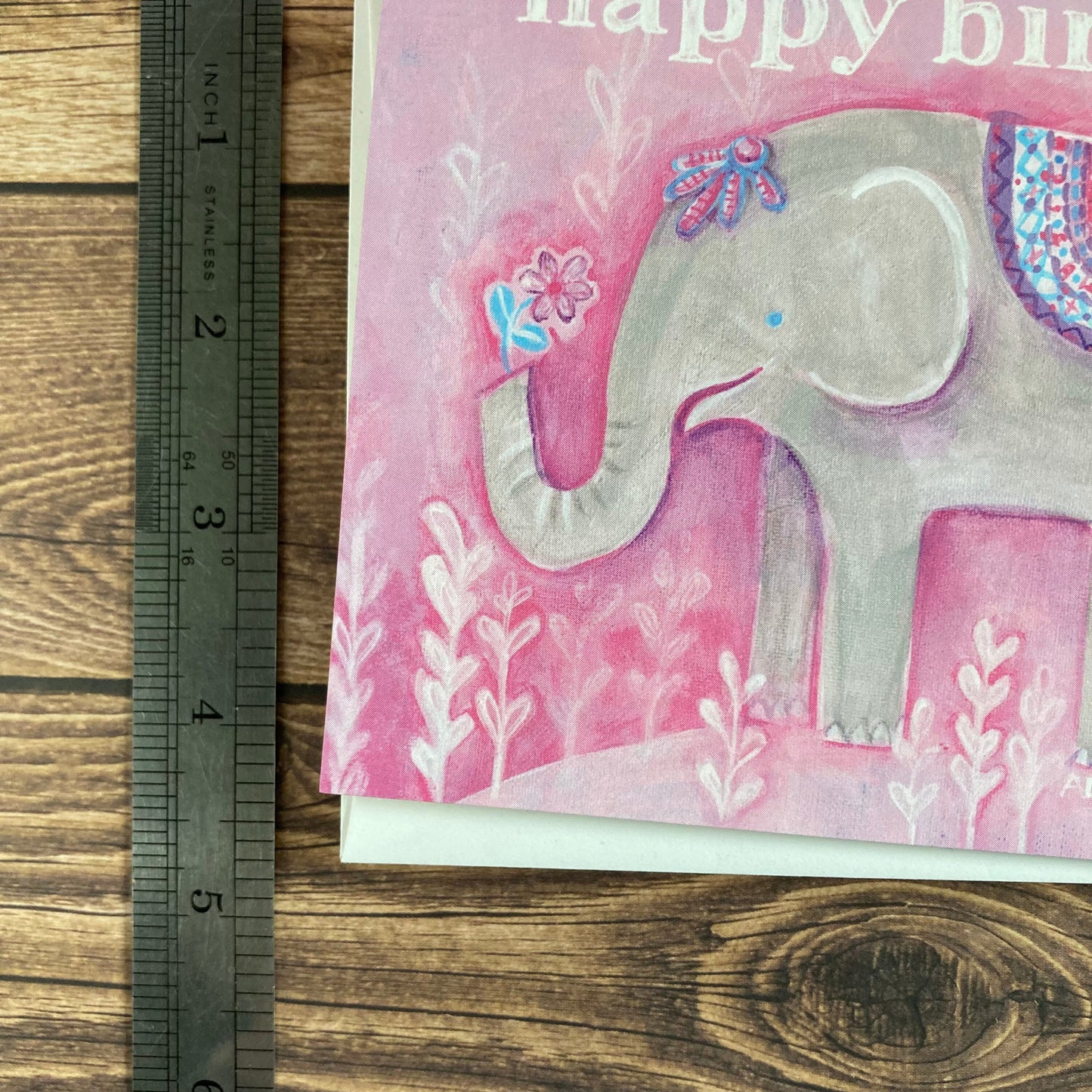 BIRTHDAY - Pink Elephant darling birthday card - featuring art by Adriana Bergstrom
