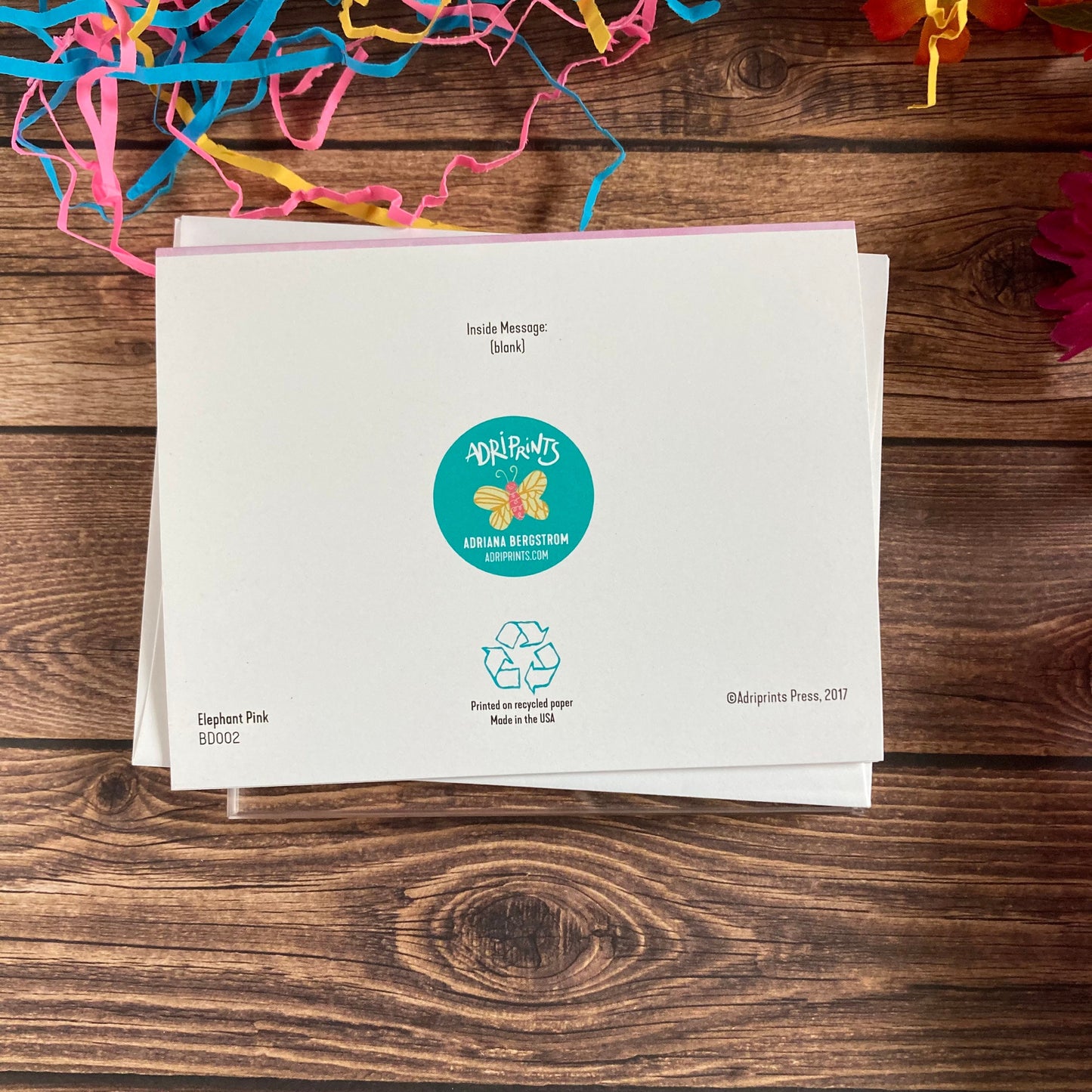 BIRTHDAY - Pink Elephant darling birthday card - featuring art by Adriana Bergstrom