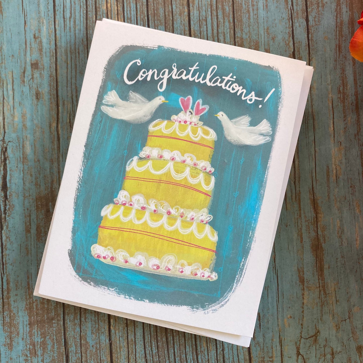 WEDDING - Wedding Birds - Congratulations Wedding Cake, Eco-Friendly Notecards by Adriana Bergstrom (Adriprints)