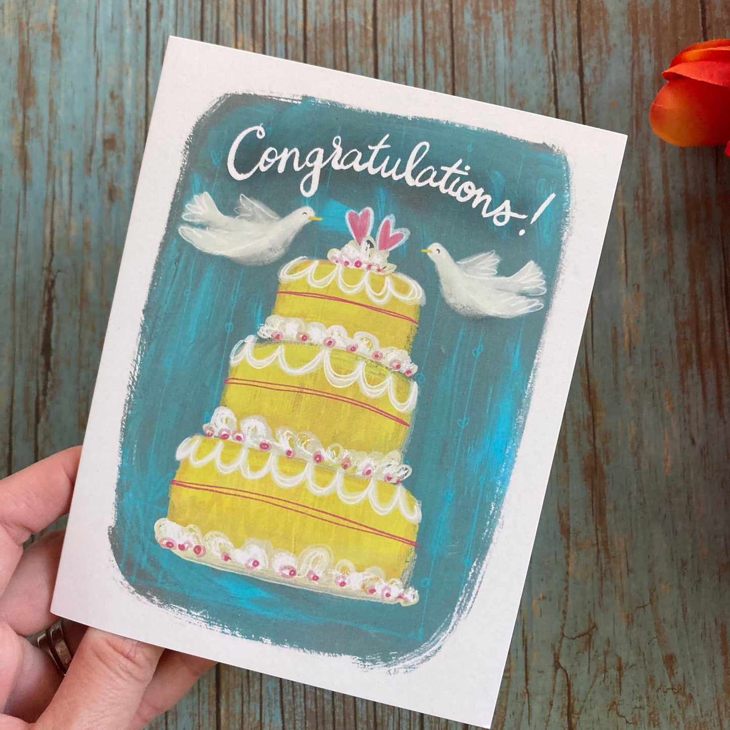 WEDDING - Wedding Birds - Congratulations Wedding Cake, Eco-Friendly Notecards by Adriana Bergstrom (Adriprints)