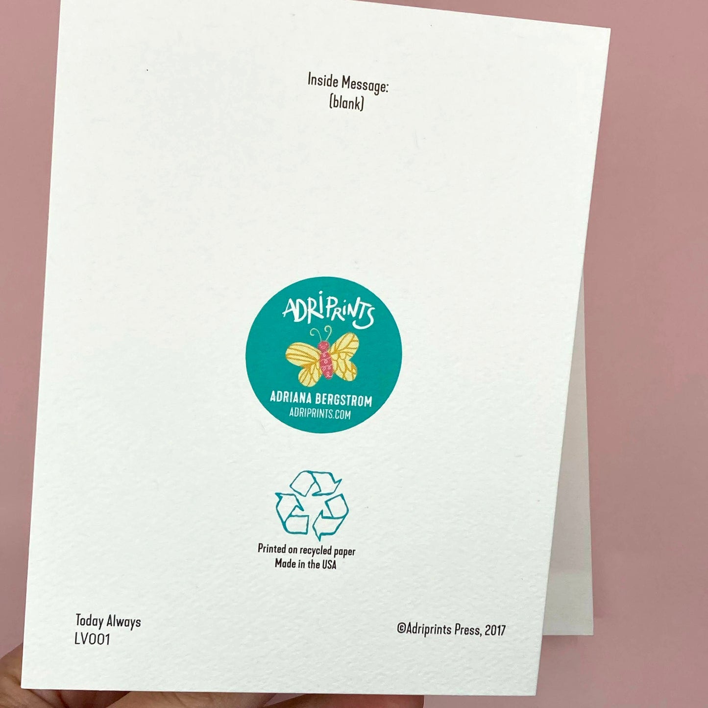 LOVE - Today & Always - Greeting Card for Anniversary, Valentine's Day, Eco-Friendly Notecards by Adriana Bergstrom (Adriprints)