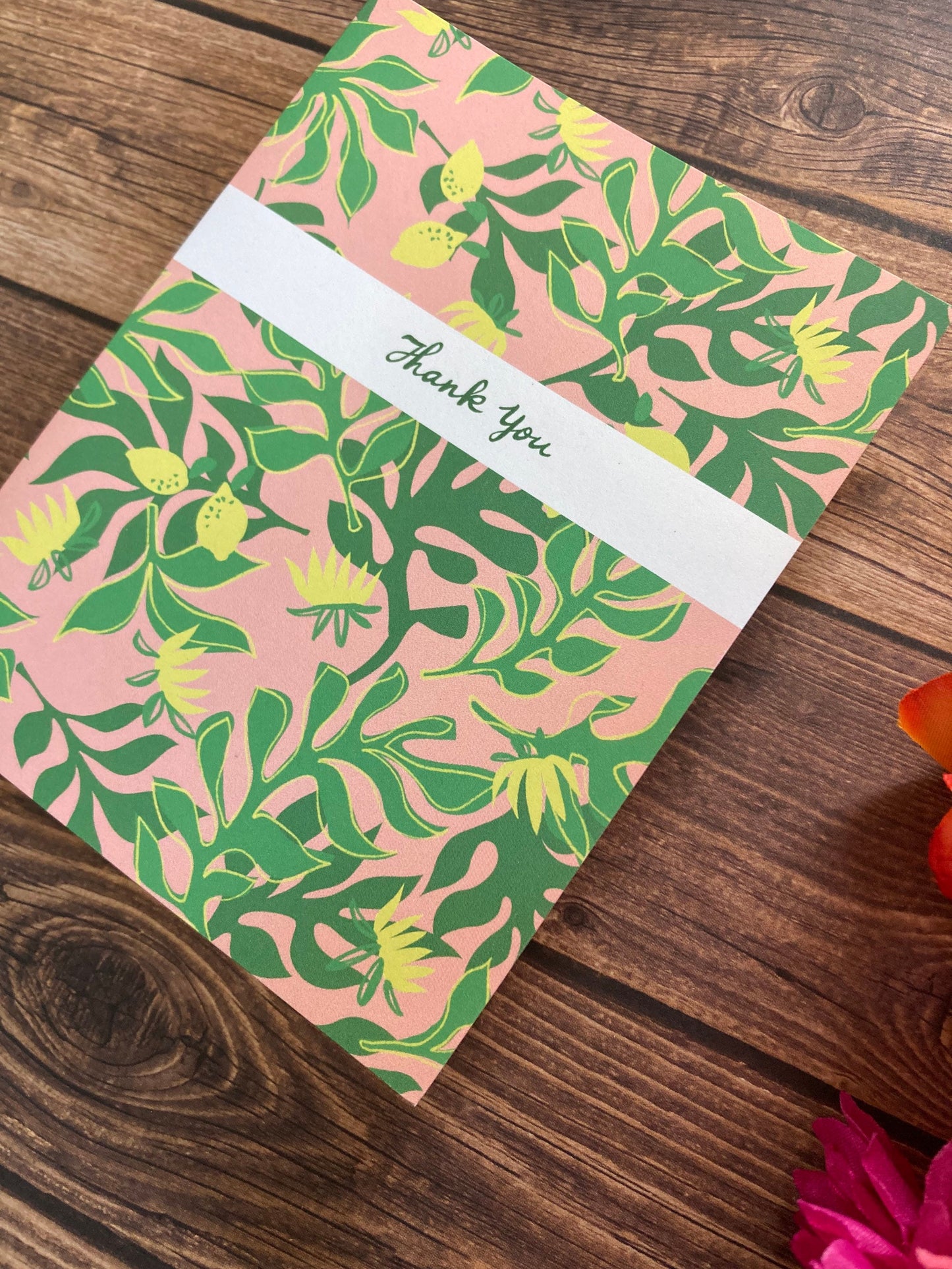 THANKS - Tropical Florals Thank You card - bouquet, flowers, anytime appreciation, Eco-Friendly Notecards by Adriana Bergstrom (Adriprints)