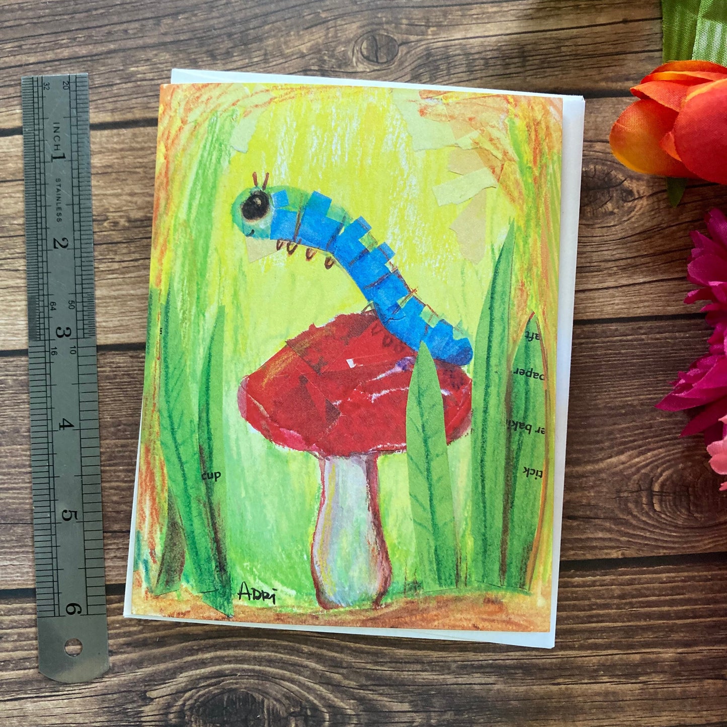 EVERYDAY - Blue Caterpillar - Notecard featuring Art by Adriana Bergstrom
