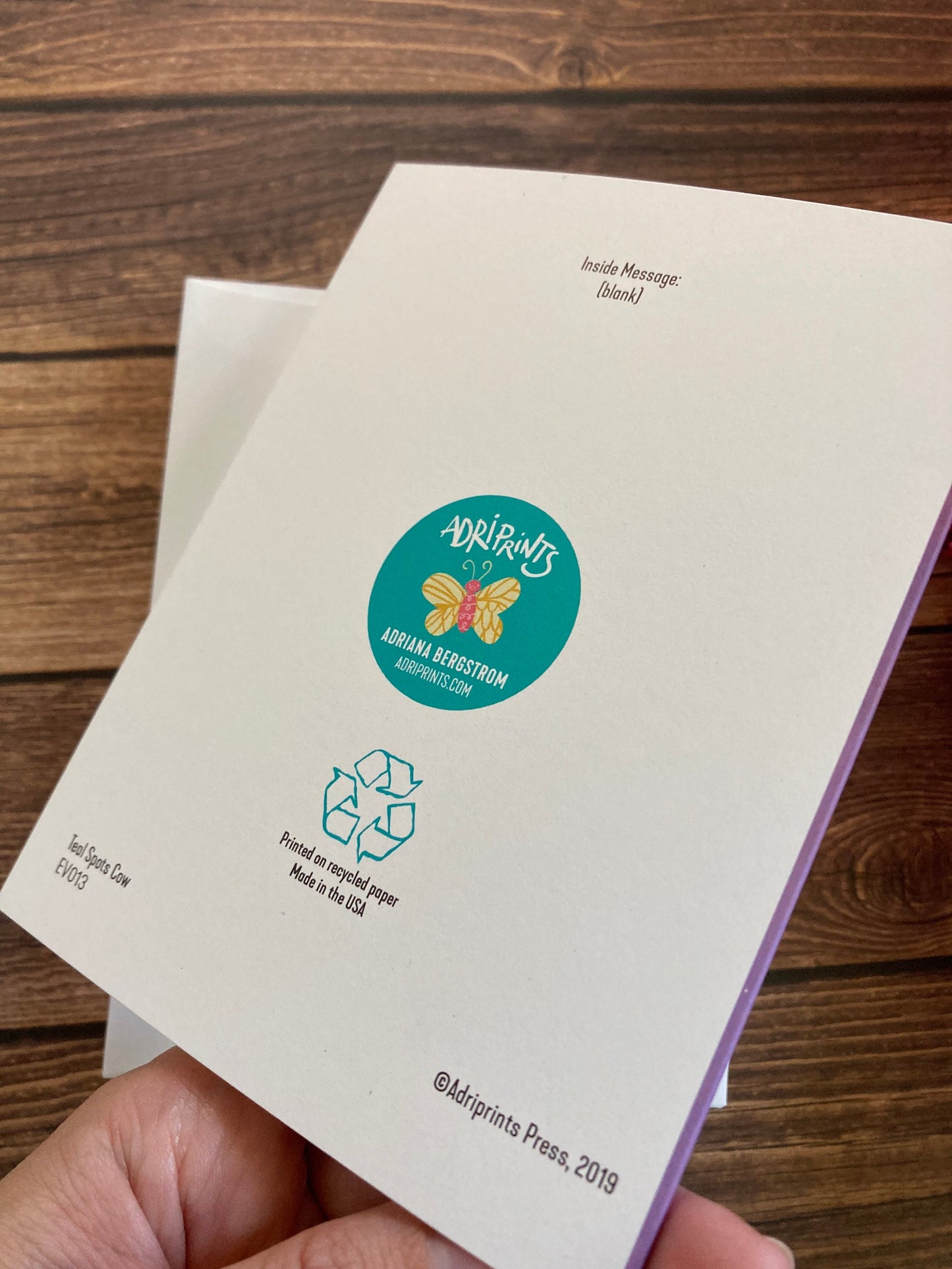 EVERYDAY - Hi Teal Cow - Artist Notecard featuring Art by Adriana Bergstrom