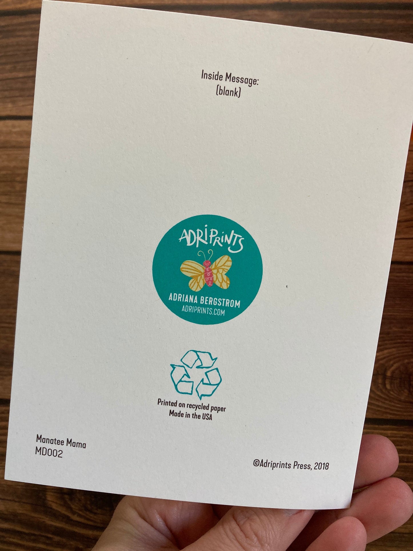 LOVE - Manatee Mama - Greeting Card for new parents, Mother's Day, Father's Day, new families, eco-friendly notecards by Adriana Bergstrom