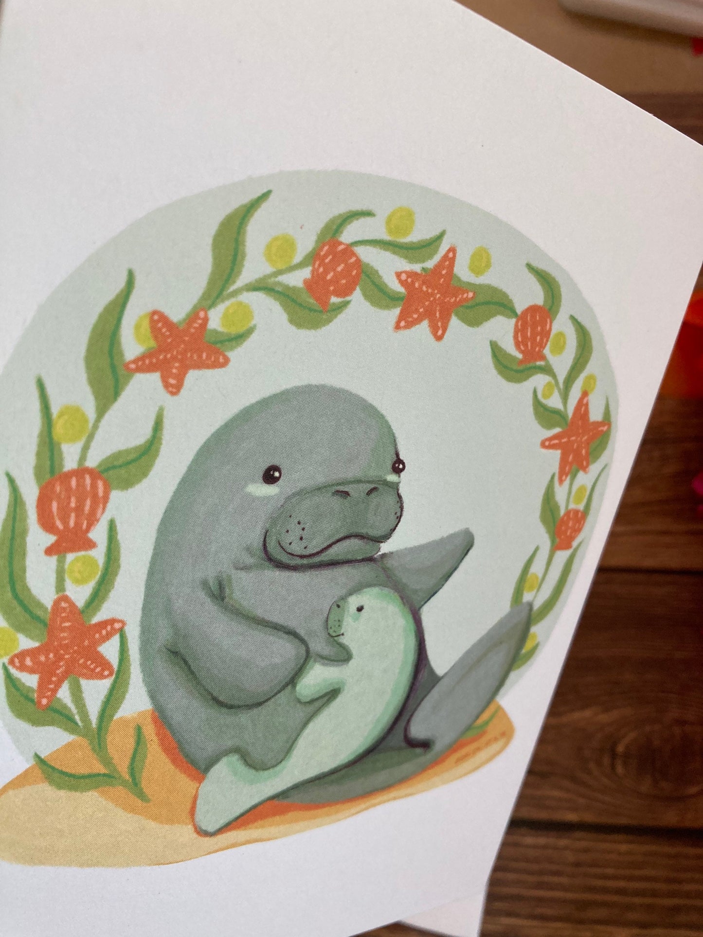 LOVE - Manatee Mama - Greeting Card for new parents, Mother's Day, Father's Day, new families, eco-friendly notecards by Adriana Bergstrom