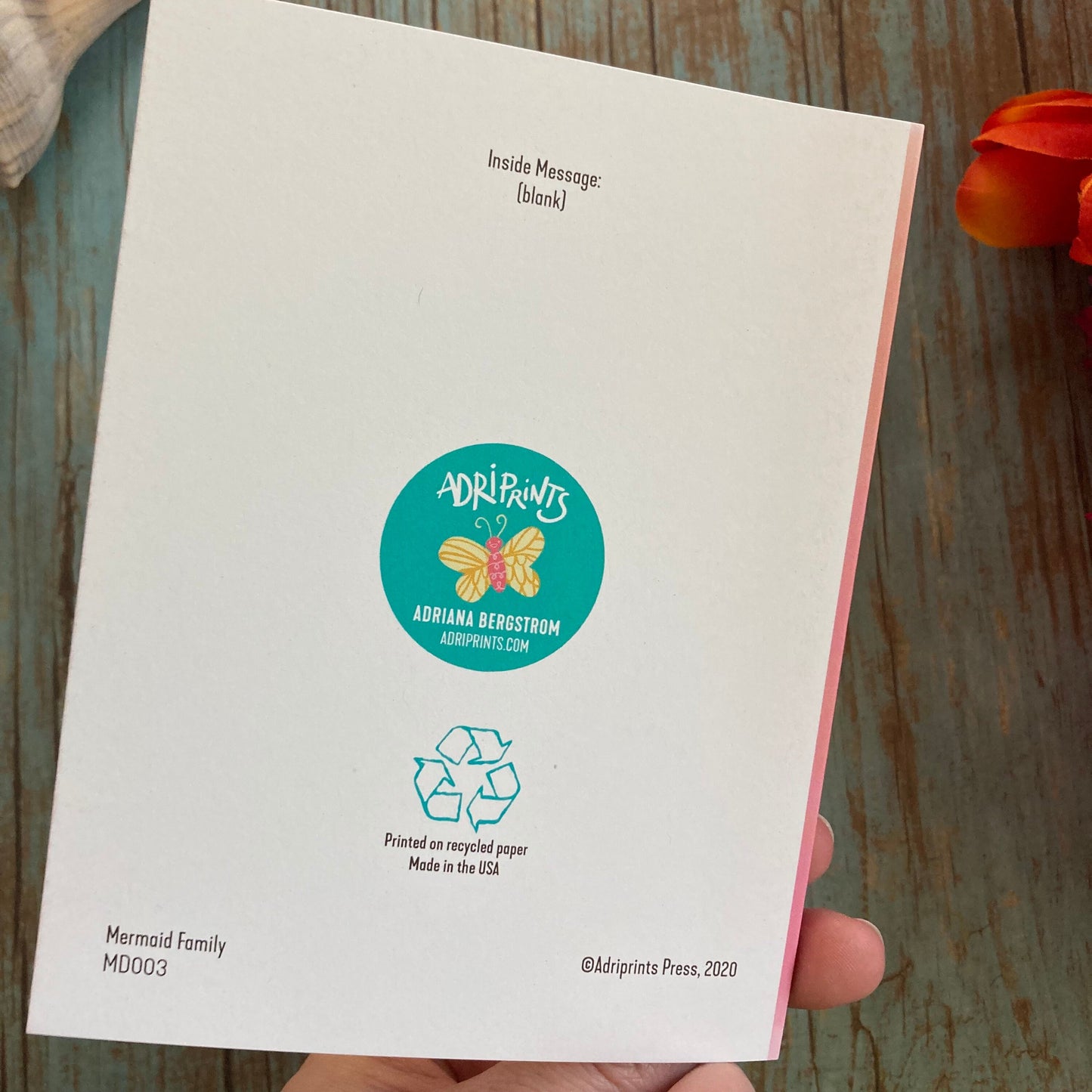 LOVE - Mermaid Family - Greeting Card for Mom, Sister, Grandma, Friends, eco-friendly notecards by Adriana Bergstrom (Adriprints)