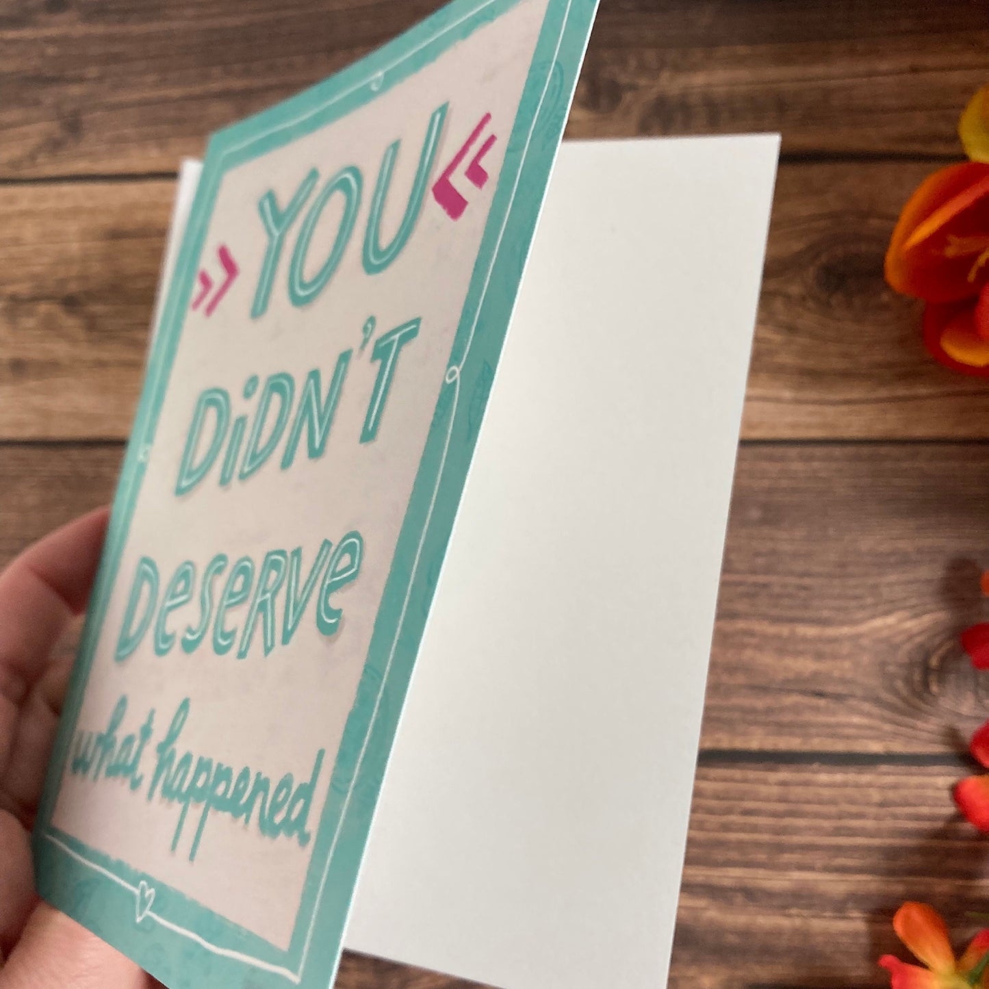 SYMPATHY - You Did Not Deserve - condolence, apology, sympathy, loss, illness, pain, Eco-Friendly Notecards by Adriana Bergstrom