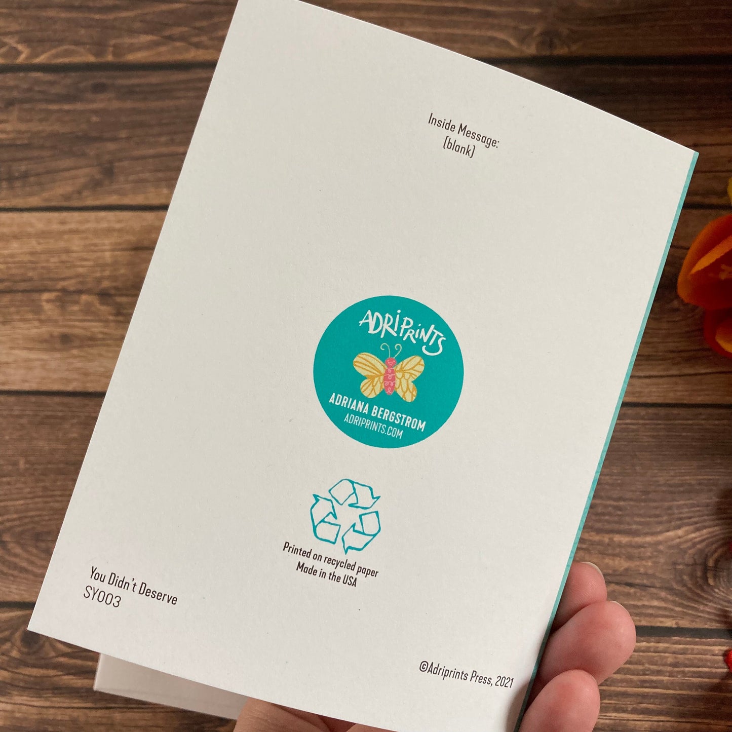 SYMPATHY - You Did Not Deserve - condolence, apology, sympathy, loss, illness, pain, Eco-Friendly Notecards by Adriana Bergstrom