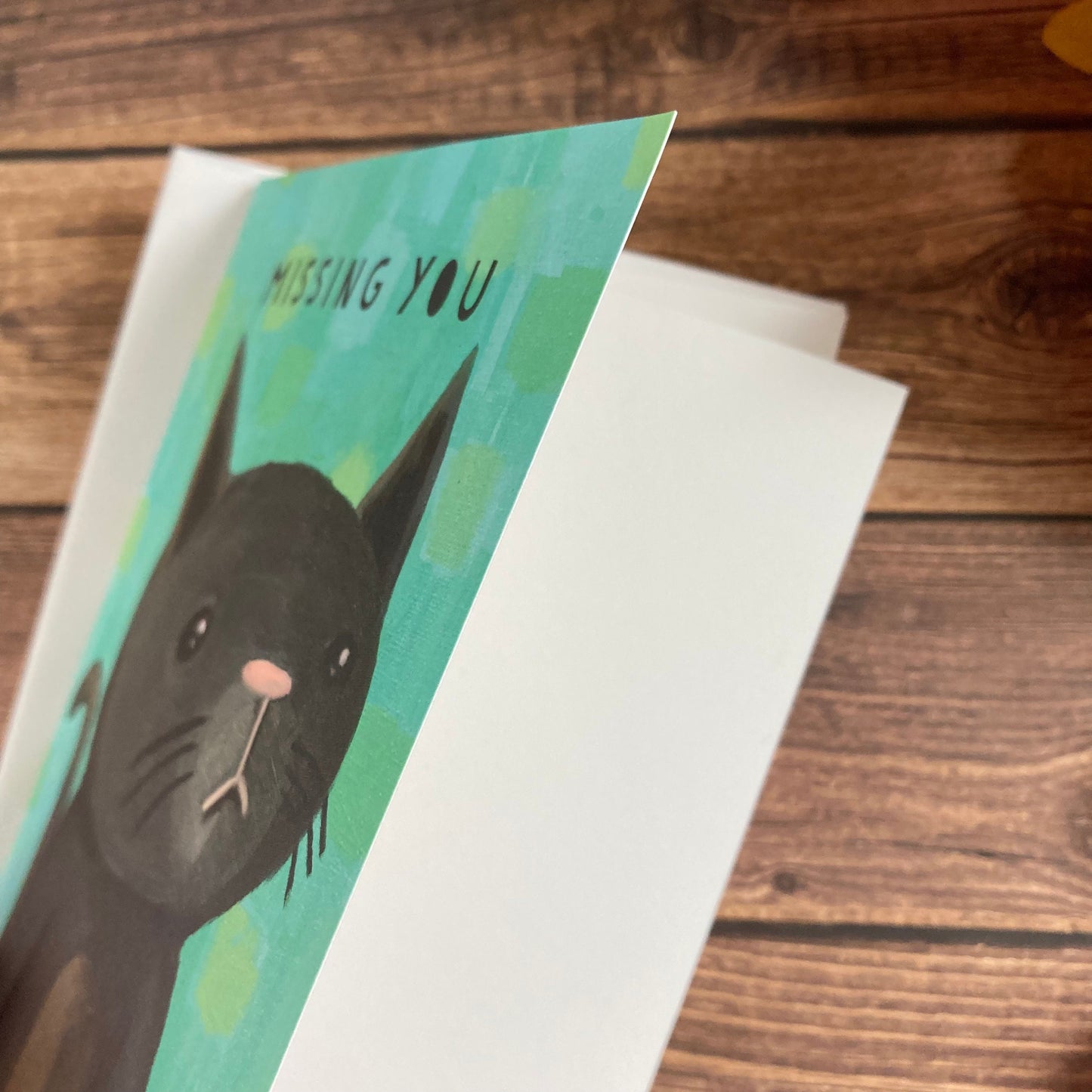 EVERYDAY - Miss You Cat Notecard featuring wistful grey cat art by Adriana Bergstrom