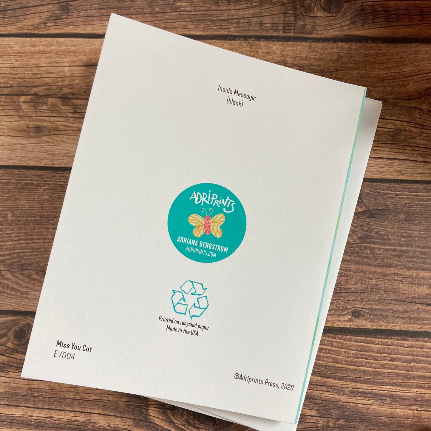 EVERYDAY - Miss You Cat Notecard featuring wistful grey cat art by Adriana Bergstrom