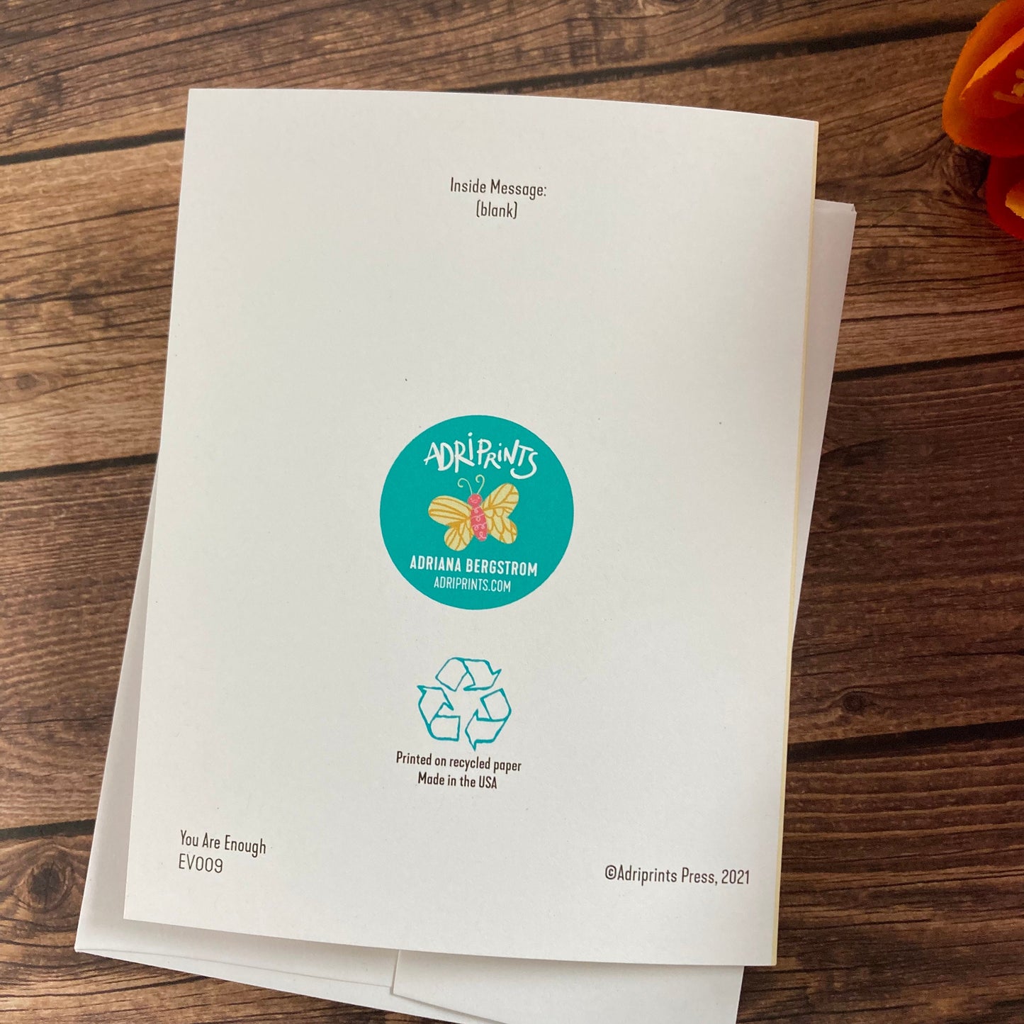 EVERYDAY - You Are Enough - Notecard featuring Lettering by Adriana Bergstrom