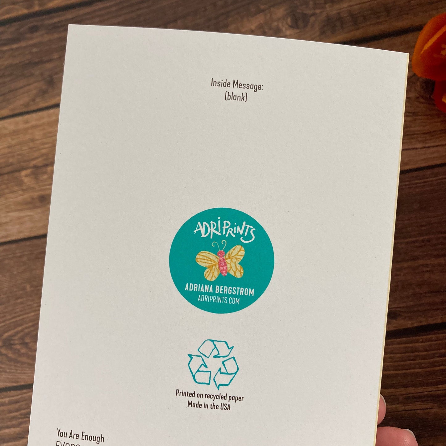 EVERYDAY - You Are Enough - Notecard featuring Lettering by Adriana Bergstrom