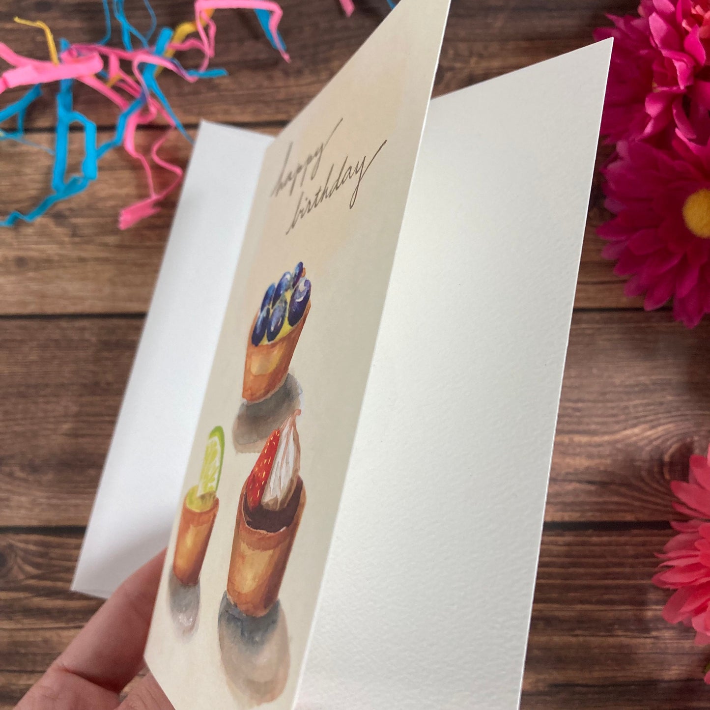 BIRTHDAY - Key Lime Pie mini tarts Birthday card - watercolor art by Adriana Bergstrom