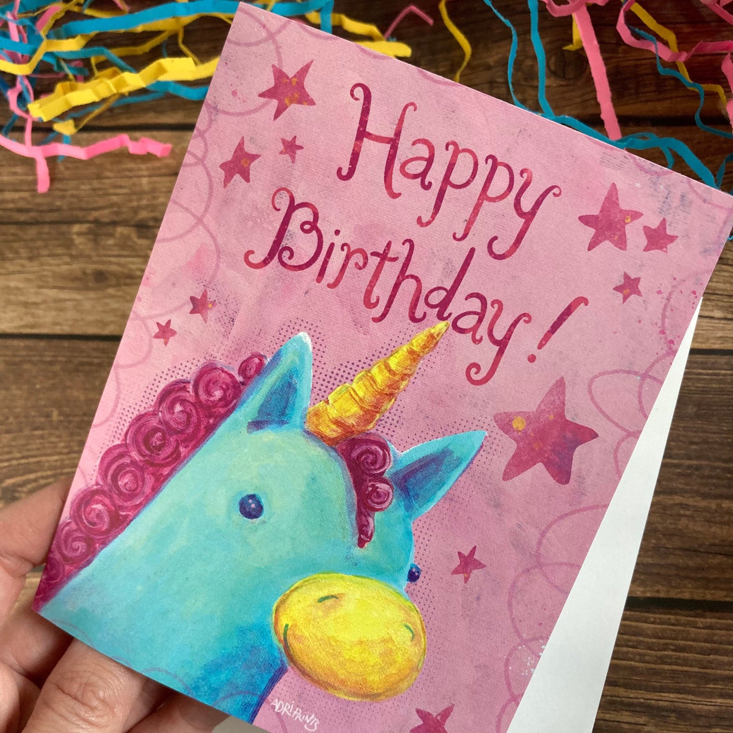 BIRTHDAY - Unicorn Fancy Happy Birthday card - featuring art by Adriana Bergstrom
