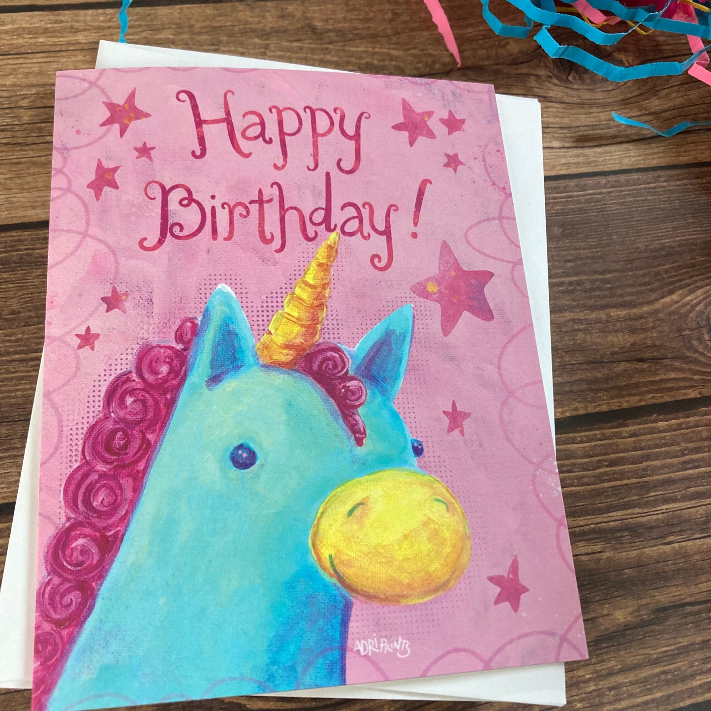 BIRTHDAY - Unicorn Fancy Happy Birthday card - featuring art by Adriana Bergstrom
