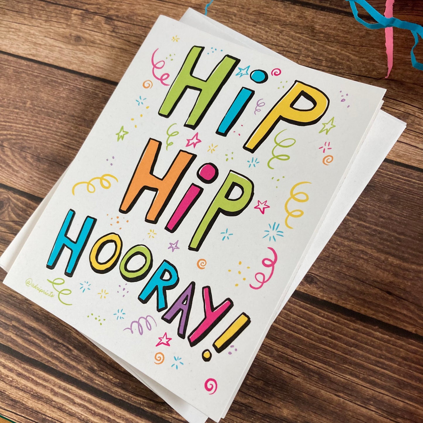 EVERYDAY - Hip Hip Hooray! - Happy Graduation, Celebrate, Accomplishment Card featuring Lettering by Adriana Bergstrom