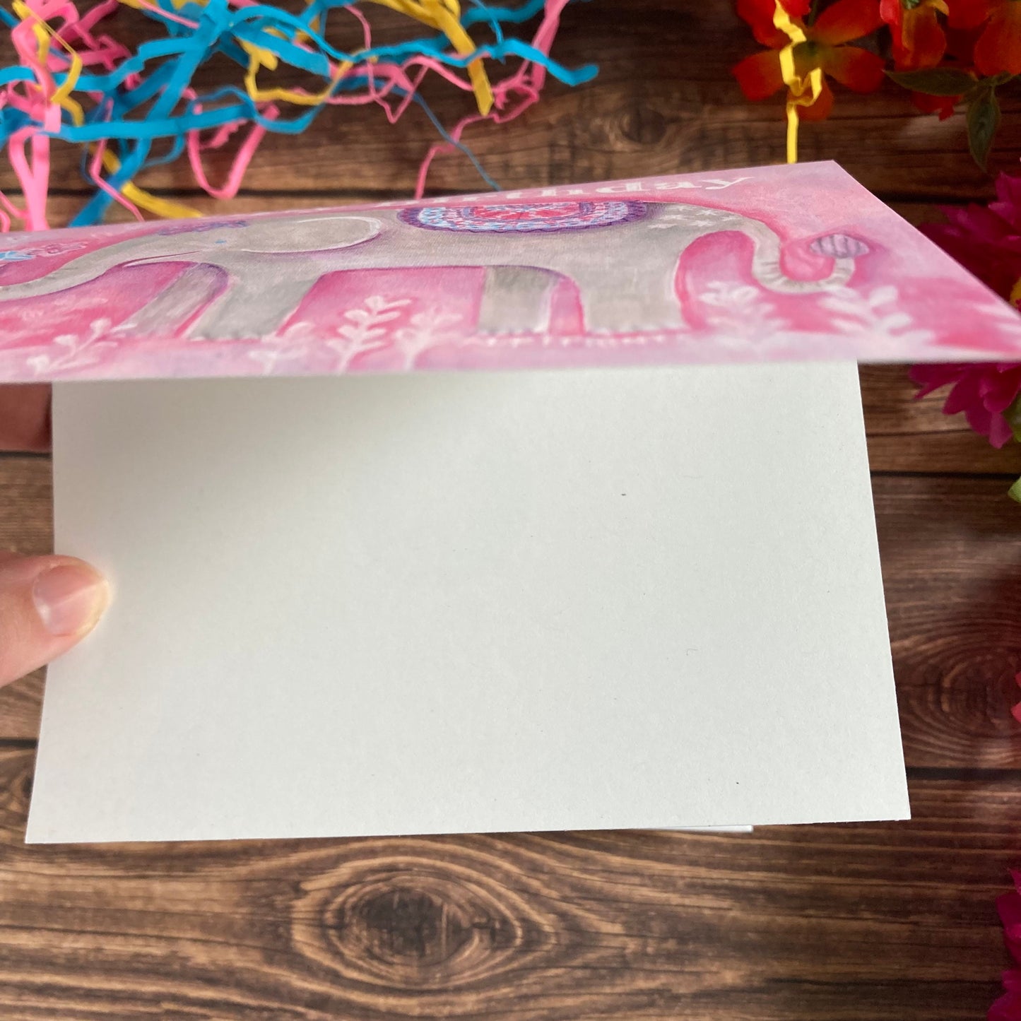 BIRTHDAY - Pink Elephant darling birthday card - featuring art by Adriana Bergstrom