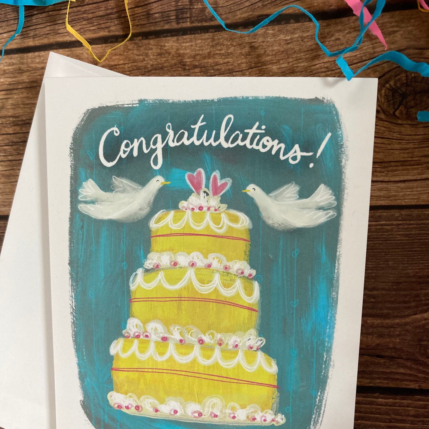 WEDDING - Wedding Birds - Congratulations Wedding Cake, Eco-Friendly Notecards by Adriana Bergstrom (Adriprints)