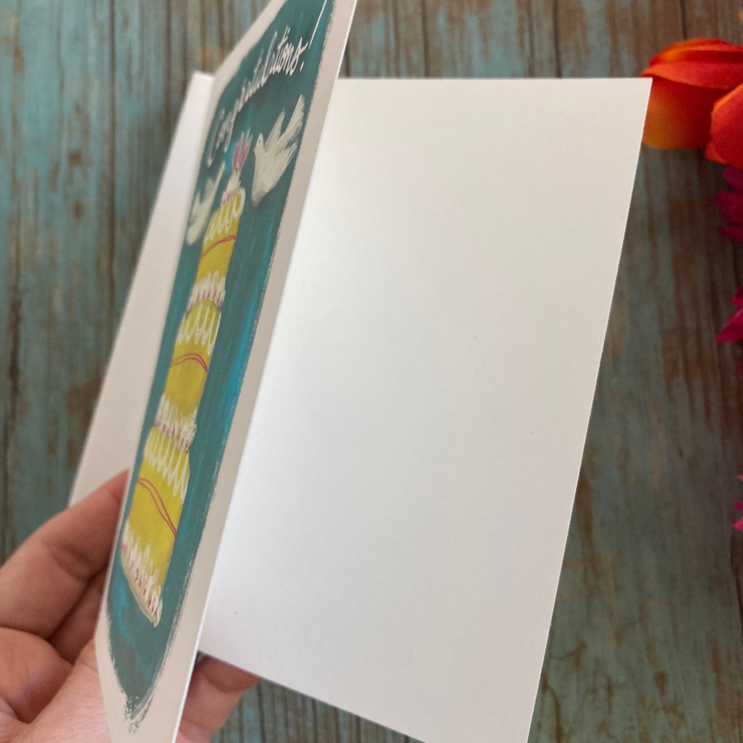 WEDDING - Wedding Birds - Congratulations Wedding Cake, Eco-Friendly Notecards by Adriana Bergstrom (Adriprints)