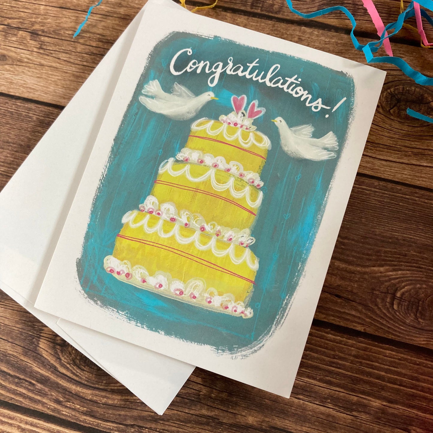 WEDDING - Wedding Birds - Congratulations Wedding Cake, Eco-Friendly Notecards by Adriana Bergstrom (Adriprints)