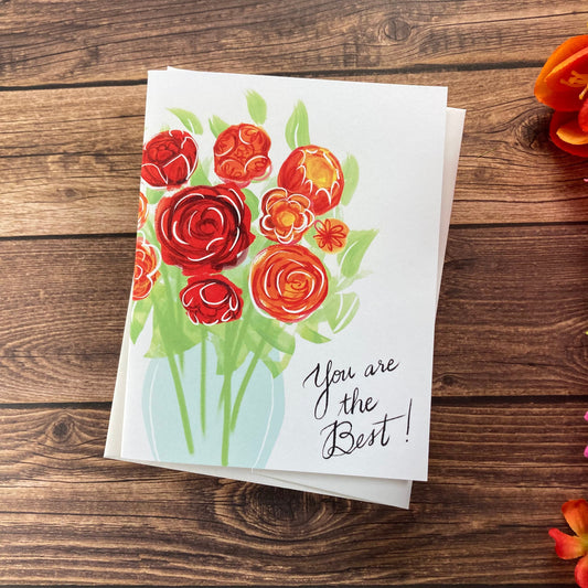 THANKS - You Are the Best - Greeting Card for Mom, Friend, Galentine, Eco-Friendly Notecards by Adriana Bergstrom (Adriprints)