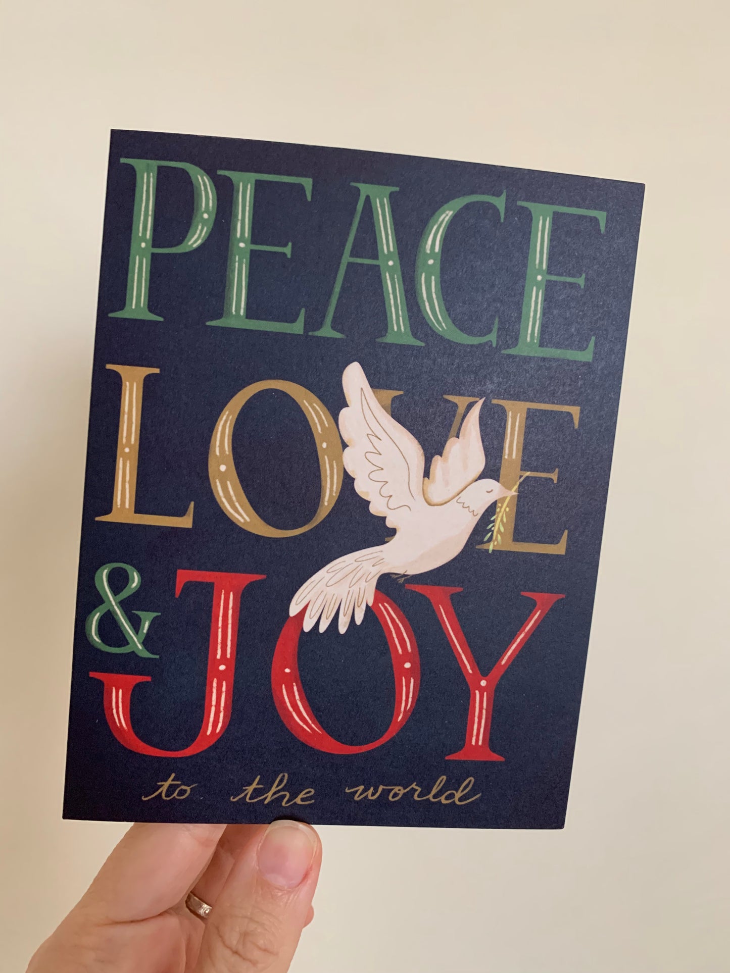 Peace Love and JOY, holiday card set, art by Adriana Bergstrom