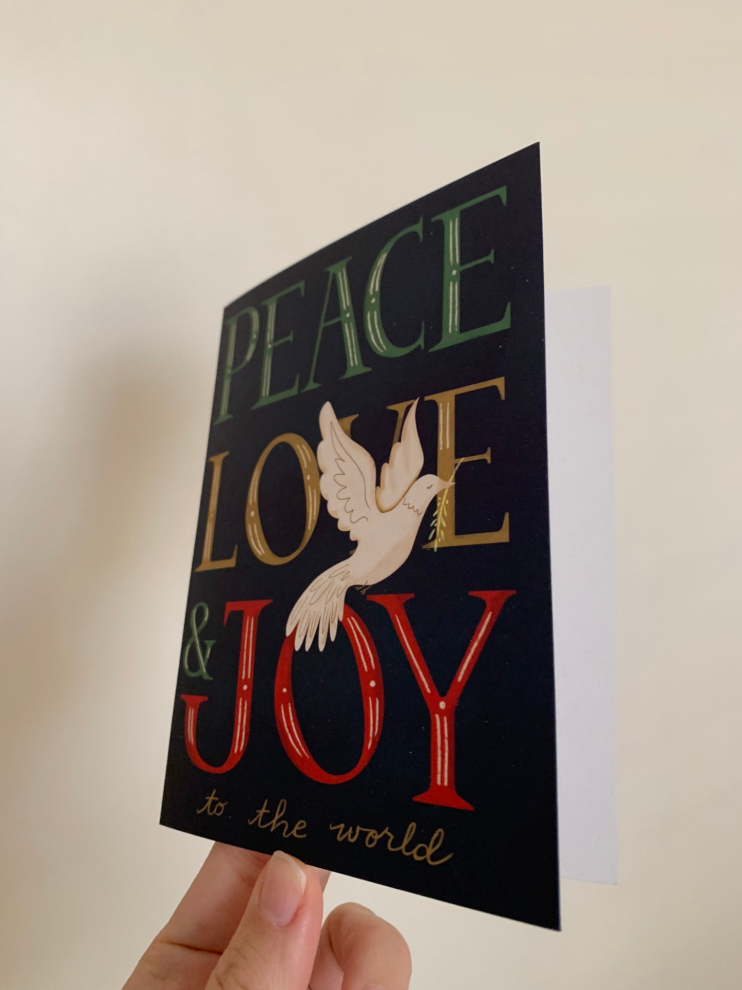 Peace Love and JOY, holiday card set, art by Adriana Bergstrom