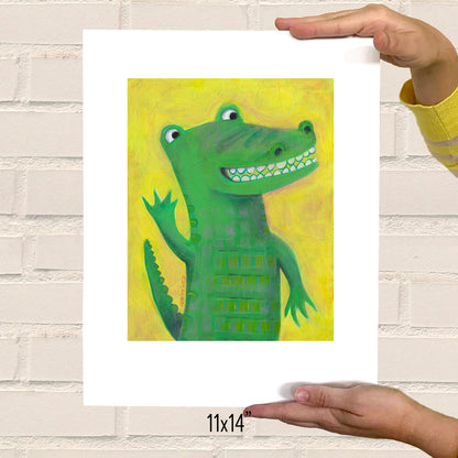 ART PRINT - Alligator Says Hello print featuring art by Adriana Bergstrom (Adriprints)